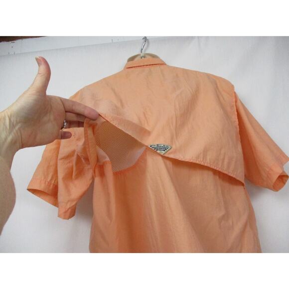 Columbia PFG Button Down Shirt Mens Large Peach Orange Vented Short Sleeve - Picture 4 of 16